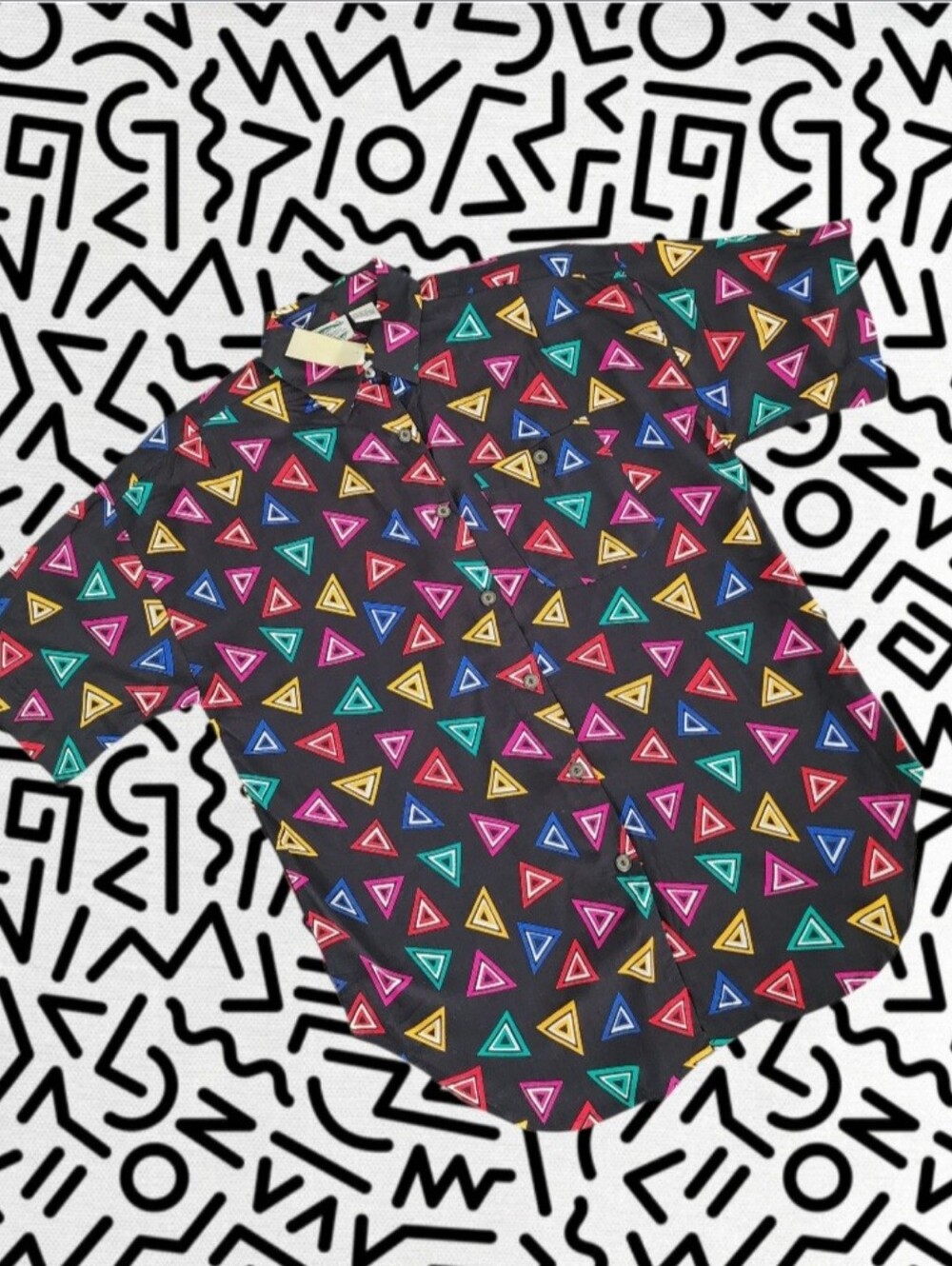 80s / 90s Geometric Colorful Button Up Top